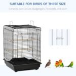 PawHut 23" Bird Cage Flight Parrot House Cockatiels Playpen with Open Play Top and Feeding Bowl Perch Pet Furniture Black - Image 4