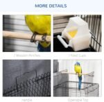 PawHut 23" Bird Cage Flight Parrot House Cockatiels Playpen with Open Play Top and Feeding Bowl Perch Pet Furniture Black - Image 7