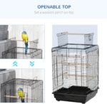 PawHut 23" Bird Cage Flight Parrot House Cockatiels Playpen with Open Play Top and Feeding Bowl Perch Pet Furniture Black - Image 9