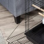 PawHut 23" Bird Cage Flight Parrot House Cockatiels Playpen with Open Play Top and Feeding Bowl Perch Pet Furniture Black - Image 10