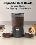 4.2L Automatic Cat Feeder for 2 Cats,Timer Setup,Dual Power Double Bowls,Dry Pet Food Automatic Dispenser,10S Voice Record Portion Control (Transparent Black,Stainless Steel 2 Bowls) - Image 4