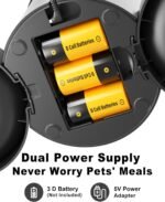 4.2L Automatic Cat Feeder for 2 Cats,Timer Setup,Dual Power Double Bowls,Dry Pet Food Automatic Dispenser,10S Voice Record Portion Control (Transparent Black,Stainless Steel 2 Bowls) - Image 8