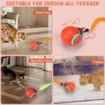 Interactive Cat Toy Ball - Automatic Interactive Cat Toys for Indoor Cats with 2 Tails, 2 Speeds Rechargeable Enrichment Toys for Small/Medium/Large to Keep Them Busy (Orange) - Image 9