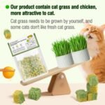 HavenJanny Freezed-Dried Cat Grass Treats, Catgrass Egg Yolk Duo Bites, Cat Dental Treats for Hairball Control and Healthy Coat, Cats Teething Stick (60g, EggYolk) - Image 9