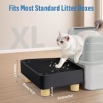 Extra Large Cat Litter Box Step Ramp, Cat's Litter Catcher Mat with Wooden Feet, Filter Function, Pedal Stool for Self-Cleaning Cat Litter Box, Ideal for Kitten & Elderly Cats (Black) - Image 3