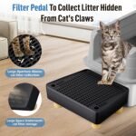 Extra Large Cat Litter Box Step Ramp, Cat's Litter Catcher Mat with Wooden Feet, Filter Function, Pedal Stool for Self-Cleaning Cat Litter Box, Ideal for Kitten & Elderly Cats (Black) - Image 4
