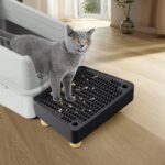 Extra Large Cat Litter Box Step Ramp, Cat's Litter Catcher Mat with Wooden Feet, Filter Function, Pedal Stool for Self-Cleaning Cat Litter Box, Ideal for Kitten & Elderly Cats (Black) - Image 8