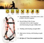 3 D-Ring Industrial Fall Protection Safety Harness with Detachable Shoulder Paddings CSA & ANSI Compliant Full Body Personal Protection Equipment 5-Point Adjustment Universal 310 lbs - Image 3