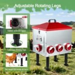 Large Automatic Chicken Feeder, 55LBS Chicken Feed Dispenser with Lid, 8 Feeding Ports, Adjustable Legs, Rodent Free, Waterproof Outdoor Metal Poultry Feeder - Image 4