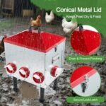 Large Automatic Chicken Feeder, 55LBS Chicken Feed Dispenser with Lid, 8 Feeding Ports, Adjustable Legs, Rodent Free, Waterproof Outdoor Metal Poultry Feeder - Image 5