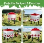 Large Automatic Chicken Feeder, 55LBS Chicken Feed Dispenser with Lid, 8 Feeding Ports, Adjustable Legs, Rodent Free, Waterproof Outdoor Metal Poultry Feeder - Image 8