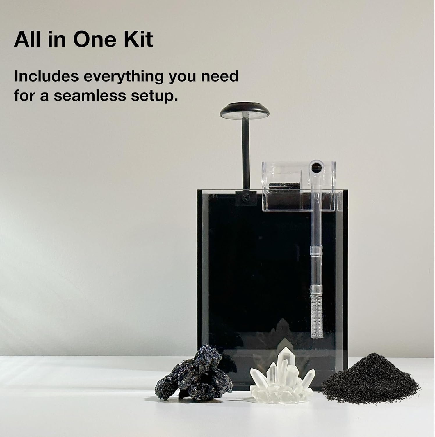 Nano Aquarium Kit,1.5 Gallon Rimless Small Fish Tank with Filter, Fish Light, and Landscape Decorations, for Home and Office (Black-Crystal, Small) - Image 3