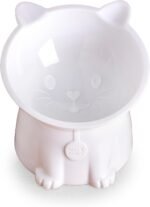 Tilted Elevated Cat Food Bowl - White/Grey - 2 Pc - Anti Vomit Raised Pet Bowl for Cats and Small Dogs - 100% Recycled Plastic - Image 3