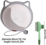 Cat Bed Handwoven Rope Cotton Basket for Cats Breathable Cat Pad Beds Round Indoor Pet Bed with Comb Toy Tail Washable for Small and Large Cats & Dogs Puppy Kitten (L) - Image 3