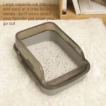 Open Litter Box U Shape Lowered Entry with Scoop, High Sided Semi-Closed Kitty Litter Pan, Durable Bedpan for Small & Large Cats, Kitten Toilet Pet Supplies, Anti-Leakage Easy Clean - Image 6
