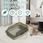 Open Litter Box U Shape Lowered Entry with Scoop, High Sided Semi-Closed Kitty Litter Pan, Durable Bedpan for Small & Large Cats, Kitten Toilet Pet Supplies, Anti-Leakage Easy Clean - Image 7
