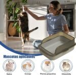 Open Litter Box U Shape Lowered Entry with Scoop, High Sided Semi-Closed Kitty Litter Pan, Durable Bedpan for Small & Large Cats, Kitten Toilet Pet Supplies, Anti-Leakage Easy Clean - Image 9