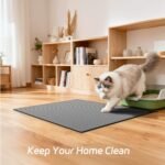 Cat Litter Mat, 90 x76 cm Cat Litter Box Mat, EVA Waterproof Trapper, Honeycomb Double Layer Catcher, Easy to Clean, Gray, 1 Side Connected - Image 5