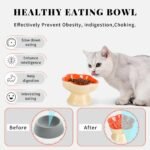 S&Q's CERAMICS Raised Slow Feeder Cat Bowl, Ceramic Glass Elevated Pet Food Bowl Small Dogs Slow Feeder, Flower Shaped Cute Dish for Dry and Wet Food (Orange, 5.8") - Image 4