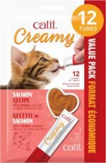Catit Creamy Lickable Cat Treat, Salmon + Catit Nibbly Cat Treats - Salmon Flavour (90 G) - Image 3