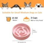 Ceramic Slow Feeder Bowl, Rose Shaped Puzzle Food Bowl for Small Dogs and Cats, Slows Down Eating, 15.5cm/6.1in (Pink) - Image 5