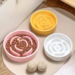 Ceramic Slow Feeder Bowl, Rose Shaped Puzzle Food Bowl for Small Dogs and Cats, Slows Down Eating, 15.5cm/6.1in (Pink) - Image 6