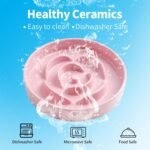 Ceramic Slow Feeder Bowl, Rose Shaped Puzzle Food Bowl for Small Dogs and Cats, Slows Down Eating, 15.5cm/6.1in (Pink) - Image 8
