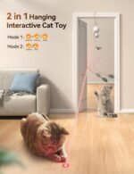 FEELNEEDY Cat Toys for Indoor Cats with LED Lights,Electric Interactive Cat Feather Toys Hands-Free,USB Rechargeable Exerciser Playing Toy,Hanging Automatic Cat Toy,Upper and Lower Retractable - Image 3