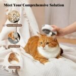 Cat Steam Brush,3-in-1 Cat Brushes for Long&Short Haired Cats,Cat Grooming Brush Easily Removing Loose Hair with One-click Cleaning Button (White) - Image 3