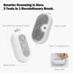 Cat Steam Brush,3-in-1 Cat Brushes for Long&Short Haired Cats,Cat Grooming Brush Easily Removing Loose Hair with One-click Cleaning Button (White) - Image 8