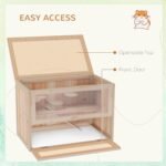 PawHut Wooden Hamster Cage, Small Animal Habitat with Openable Roof, Ramp, Run Space, Platforms, Pet House for Dwarf Hamsters, Gerbils, Natural Wood - Image 5