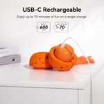 Cheerble Interactive Dog Toys, Wicked Ball Rolly, Motion Activated Dog Stimulation Toy with Rope & Barks Sound, 3 Mode Automatic Rolling Ball, E-TPU Material, Rechargeable for Small to Large Dogs - Image 8