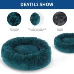 BVAGSS Small Dog Bed Cat Bed Calming Plush Pet Bed Soft Washable Anti Anxiety Round Donut Cuddler Fluffy Puppy Bed for Puppy & Kitten JA037 (24 inch, Cyan) - Image 5