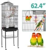 Yaheetech Roof Top Large Flight Parakeet Parrot Bird Cage with Rolling Stand for Parakeets Cockatiels Lovebirds Finches Canaries Budgie Conure Small Parrot Bird Cage Birdcage - Image 4