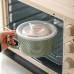 Oversized Soup Bowl with Handle: 38 oz Ceramic Soup Mug with Lid - Microwave Safe Jumbo Food Storage Container for Ramen Cereal Breakfast Meal Prep Office Lunch Dorm Living - Pea Green 6 In - Image 6