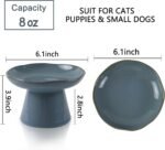 Extra Wide 6.1'' Ceramic Raised Cat Food Bowl, Shallow Elevated Pet Feeder for Food Feeding, Anti Vomiting Whisker Fatigue Cat Stuff Bowls for Cat Puppy, Blue - Image 3