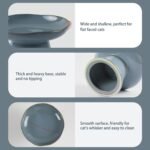 Extra Wide 6.1'' Ceramic Raised Cat Food Bowl, Shallow Elevated Pet Feeder for Food Feeding, Anti Vomiting Whisker Fatigue Cat Stuff Bowls for Cat Puppy, Blue - Image 4