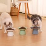 Extra Wide 6.1'' Ceramic Raised Cat Food Bowl, Shallow Elevated Pet Feeder for Food Feeding, Anti Vomiting Whisker Fatigue Cat Stuff Bowls for Cat Puppy, Blue - Image 8