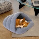 Burrow Dog Bed|Cat Sleeping Bag, Winter Thermal Dog Bed with Hood, Half Covered Soft Dog Cat Cave, Portable Puppy Dog Cave Bed, Foldable Cozy Pet Bed House for Cat, Dog and Rabbit, M - Image 6