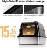 XL Stainless Steel Cat Litter Box with Lid, Extra Large Enclosed Litter Pan for Big Cats, High Sided Metal Litter Box with Removable Lid& Scoop, Odor Free, Easy Cleaning, Anti-Urine Leakage - Image 8