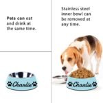 Personalized Dog Bowl Custom pet Name Puppy Dog Bowl eco-Friendly Stainless Steel Melamine Bottom Non-Slip pet Bowl cat Food Water Drink Classic Round Bowl pet Supplies (Blue) - Image 3