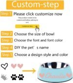 Personalized Dog Bowl Custom pet Name Puppy Dog Bowl eco-Friendly Stainless Steel Melamine Bottom Non-Slip pet Bowl cat Food Water Drink Classic Round Bowl pet Supplies (Blue) - Image 7