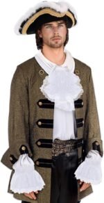 Victorian Lace Jabot Cuffs Set Colonial Lace Ruffle Collar Cuffs Steampunk Accessory for Judge Pirate Costume Cosplay - Image 6