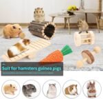 Hamster Cage Accessories, 12 Different Chew Toys for Guinea Pig, Chinchillas, Gerbils, Mice, Rats, Mouse, Rabbit, Bunny Hideout Seesaw, Natural Molar Tools - Image 4