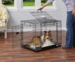 MidWest Homes for Pets Ovation Double Door Medium Folding Metal 76.2cm Long Dog Crate with Divider Panel, Floor Protecting Feet, Leak-Proof Dog Pan, Medium Dog, Black, Model 1930DD - Image 3