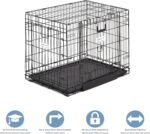 MidWest Homes for Pets Ovation Double Door Medium Folding Metal 76.2cm Long Dog Crate with Divider Panel, Floor Protecting Feet, Leak-Proof Dog Pan, Medium Dog, Black, Model 1930DD - Image 4