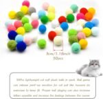 50PCS Cat Toys Balls 3CM,Soft Colorful Cat Balls Cat Pompoms Ball Cat Chew Toy Kitten Pet Toy,Cat Treat Ball Plush Scratching Balls Toy Interactive Pet Supplies for Cat Kittens Dog - Image 3