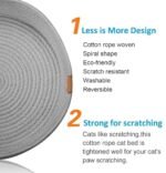 Large Cat Bed Basket Round Cotton Rope Woven - Calming Cat Rope Bed Sleep Surface 45cm(18 inches),Cozy Scratching Indoor Cat Bed for a Large Cat or 2 Small Cats,Fit up to 10KG Pets,Washable,Grey - Image 4