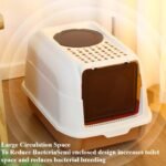 Fully Enclosed Cat Litter Box with Lid - Splash-Proof and Leak-Proof, High Edges, Odorless Design, Easy Installation and Cleaning, 20.5" L X 14.2" W X 13.4" H (Black) - Image 5