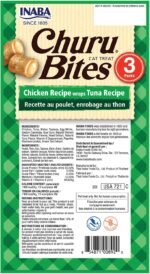 INABA Churu Bites for Cats, Soft/Chewy Baked Chicken Wrapped Churu Filled Cat Treats with Vitamin E, 9 Grams per Tube, 18 Tubes Total (3 Tubes per Pack), Tuna Recipe - Image 9